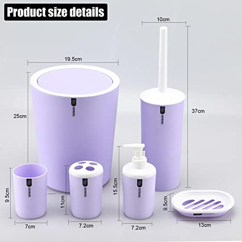 Bathroom Set 6pcs Bathroom Accessories Set,Include Soap Dispenser,Toothbrush Holder,Toothbrush Cup,Soap Dish,Toilet Brush Holder,Trash Can,Be Applicable Home Decor