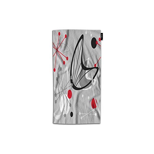 Beabes Atomic Pattern Hand Towel Abstract Mid Century Modern 1950 Style Vintage Retro Geometric Super Soft Hand Towel for Men Women Bathroom Travel 30Lx15W Inch Polyester