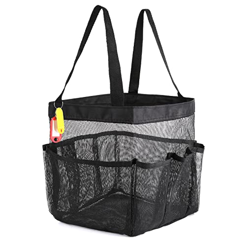 Lusofie Mesh Shower Bag，Portable Large Shower Caddy Basket with 8-Pocket Mesh Shower Caddy Tote for Beach, Swimming, Gym