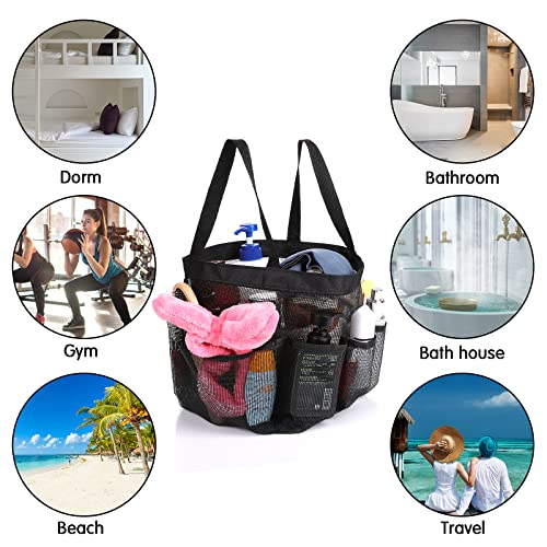 Lusofie Mesh Shower Bag，Portable Large Shower Caddy Basket with 8-Pocket Mesh Shower Caddy Tote for Beach, Swimming, Gym