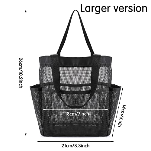 Lusofie Mesh Shower Bag，Portable Large Shower Caddy Basket with 8-Pocket Mesh Shower Caddy Tote for Beach, Swimming, Gym