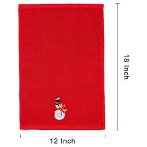 Aneco 4 Pack Christmas Hand Towels 12 x 18 Inches 100% Pure Cotton Washcloths Towels Christmas Pattern Design Christmas Towels Gift Set, Bathroom Decorative Dish Towels Set (Red, White, Yellow, Green)