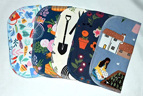 2 Ply Printed Flannel Little Wipes 8x8 Inches Set of 5 Gardening Love