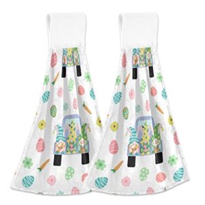 easter truck eggs bunny carrots kitchen hanging towels bathroom hand bath towel set 2 pcs dish cloths 14 x 18 in tea bar tie dry towels soft absorbent durable for laundry room decor