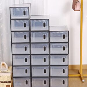 18 Pack Shoe Storage Boxes, Clear Plastic Stackable Shoe Boxes with Lids, Shoe Organizer Boxes for Closet,Space Saving Shoe Holder Sneaker Display Case, Shoe Containers Bins Boot Sneaker Storage Box