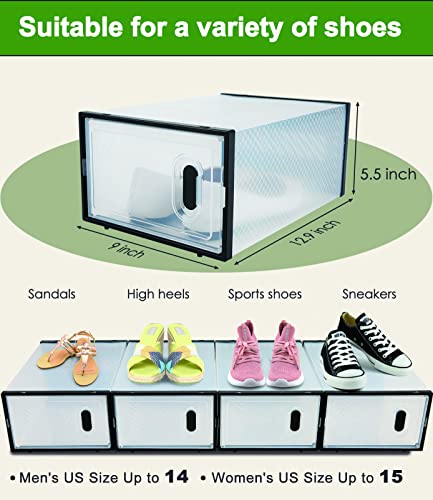 18 Pack Shoe Storage Boxes, Clear Plastic Stackable Shoe Boxes with Lids, Shoe Organizer Boxes for Closet,Space Saving Shoe Holder Sneaker Display Case, Shoe Containers Bins Boot Sneaker Storage Box