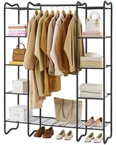 gewudraw portable closet wardrobe rack, wire garment rack clothes organizer, clothes rack with shelves for hanging clothes, freestanding closet metal wire shelving clothes rack