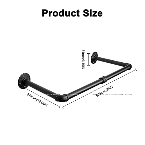 Jeasor Industrial Iron Pipe Clothes Hanging Bar DIY Wall-Mounted Garment Rack Heavy Duty Clothing Rack for Bedroom, Laundry Room, Closet Storage