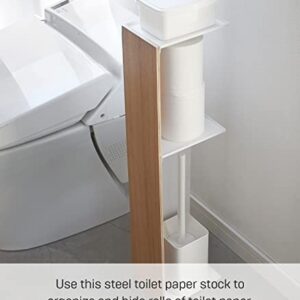 Yamazaki Supplies Home Organizer-Slim Bathroom Storage Shelves | Steel + Wood | Toilet Paper Stocker, One Size, Ash