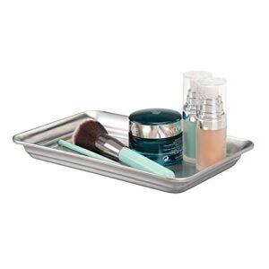 idesign metal vanity tray, non-slip guest towel board for bathroom, kitchen, office, craft room, countertops, closets, 6.5" x 10" x 1", brushed stainless steel