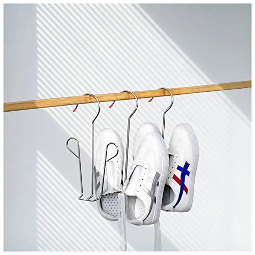 Yisscen 5 Pack Shoes Hanger Drying Rack for Dehumidifying Hanging Leather Shoes, Stainless Steel Drying Shoes Organizer Hook, Space Saving Shoes Hangers for Closet Wall, Multifunctional Shoe Hook