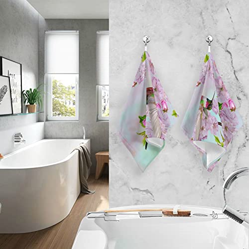 Blueangle Small Bird Hummingbird Print Pure Cotton Hand Towels for Bath Decorative Guest Towels Fingertip Towels for Bathroom Spa Gym, 2-Piece, 16 x 28 inches（171）
