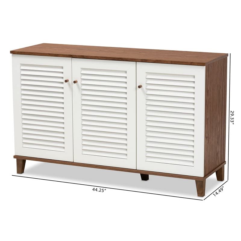 Baxton Studio Coolidge Modern and Contemporary Walnut Finished 8-Shelf Wood Shoe Storage Cabinet