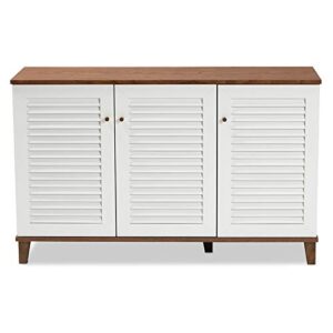 Baxton Studio Coolidge Modern and Contemporary Walnut Finished 8-Shelf Wood Shoe Storage Cabinet