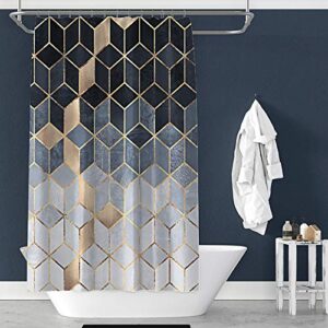 Yuaobeimei Geometric Marble Shower Curtain Sets with Rugs and Bathroom Mat 4-Piece 3D Print Waterproof Diamond Marbling Shower Curtain Bathroom Decor