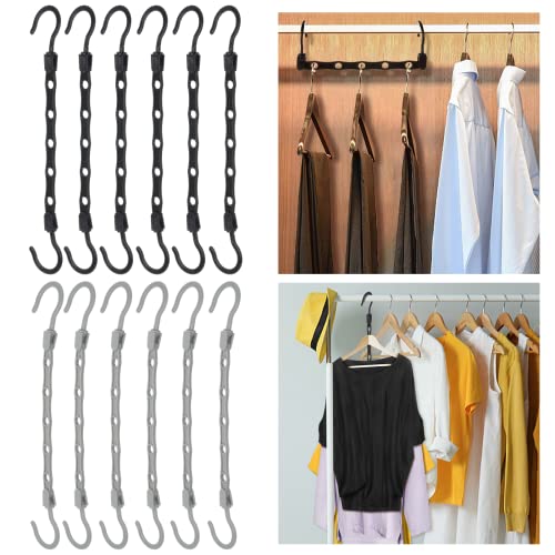 BATTIPAW 12 Pack Closet Organizers and Storage Hanger Organizer with 5 Holes, Closet Organizer Hangers Space Saving for Heavy Clothes, College Dorm Room Essentials