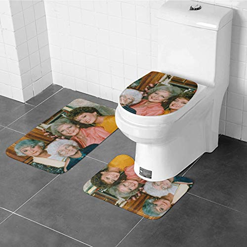 The Golden Girls Toilet Seat Bath Mat 3 Piece Set Bathroom Floor Mat Pedestal