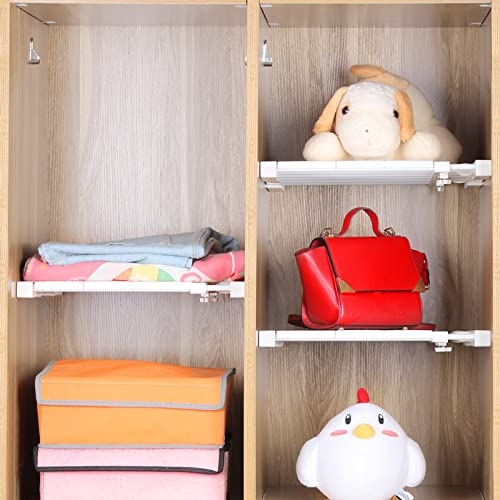 HabiWell Scalable Closet Storage Shelf Wall Mounted Kitchen Rack Space Saving Wardrobe Decorative White Adjustable Organizer Shelves Cabinet Holders (Length: 14.56-21.65 inch Width: 9.44 inch)