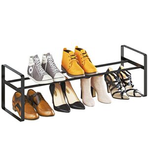 v.c.formark 1 tier shoe rack, 100% stainless steel shoe organizer shelf , 8 pairs shoe shelves for closet, entryway, room, garage - 31.9’’w x 9.9’’d x 9.9’’h(black)
