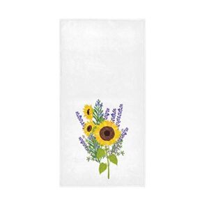 zzaeo towel hand towel, 30 x 15 inch thin lightweight soft fingertip towel for bathroom decor (sunflower lavender)