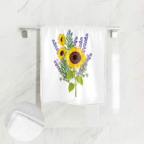 ZZAEO Towel Hand Towel, 30 x 15 inch Thin Lightweight Soft Fingertip Towel for Bathroom Decor (Sunflower Lavender)