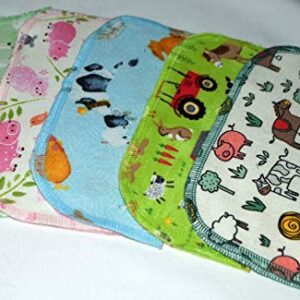 1 Ply Printed Flannel 8x8 Inches Little Wipes Set of 5 Farm AnimalsFBA