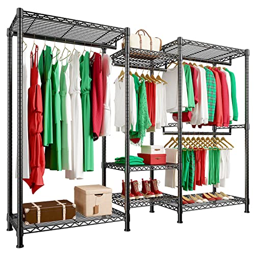 Raybee Clothes Rack Heavy Duty Clothing Racks for Hanging Clothes 725LBS Capacity Metal Clothing Rack Heavy Duty Wire Garment Rack Freestanding Portable Clothes Rack Sturdy 77" H x 70.5" W x 13.8" D