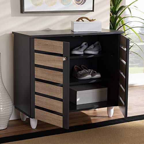 Baxton Studio Shoe Cabinets, One Size, Oak/Dark Gray