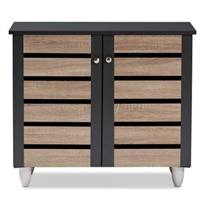 Baxton Studio Shoe Cabinets, One Size, Oak/Dark Gray