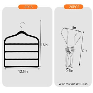 Pants Hangers Space Saving, Non-Slip Velvet Pants Hangers Multi-Layer, Durable Velvet Clothes Hangers Closet Organizer for Pants Jeans Scarf Tie (2Pcs)