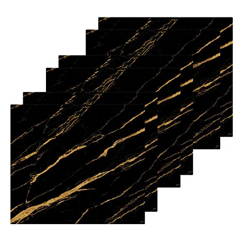 ALAZA Wash Cloth Set Black Marble Gold Print(29c1) - Pack of 6, Cotton Face Cloths, Highly Absorbent and Soft Feel Fingertip Towels(238rh9a)