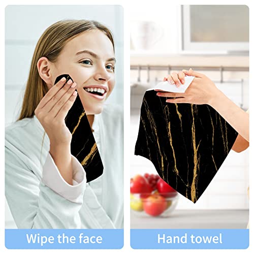 ALAZA Wash Cloth Set Black Marble Gold Print(29c1) - Pack of 6, Cotton Face Cloths, Highly Absorbent and Soft Feel Fingertip Towels(238rh9a)