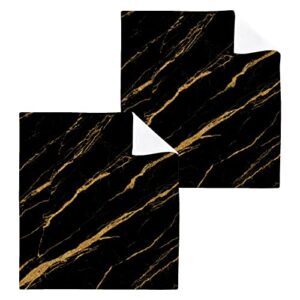 ALAZA Wash Cloth Set Black Marble Gold Print(29c1) - Pack of 6, Cotton Face Cloths, Highly Absorbent and Soft Feel Fingertip Towels(238rh9a)