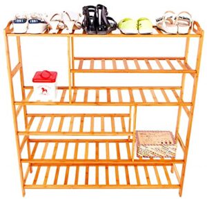 SoSo-BanTian1989 Bamboo Free Standing Shoe Rack, Shoes Storage Organizer Book Shelf Plant Stand (6-Tiers, Wood)