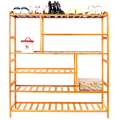 SoSo-BanTian1989 Bamboo Free Standing Shoe Rack, Shoes Storage Organizer Book Shelf Plant Stand (6-Tiers, Wood)