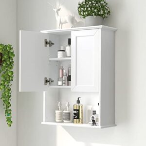 oonnee white bathroom cabinet wall mounted wooden medicine cabinets above toilet, over toilet storage cabinet, 23x29 inch hanging bathroom wall cabinet with 2 doors & adjustable shelf, soft hinge