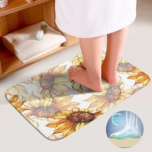 Bathroom Rugs Sets 3 Piece Bath Mat Sunflower Machine Wash Absorbent Soft Shower Tub Mat Toilet Non-Slip Home Decor Gifts for Her,15''×25''