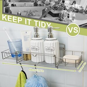 ETECHMART Shower Caddy Organizer, Expandable and Adhesive Bathroom Shower Shelf, SUS304 Rustproof Storage No Drilling Wall Shower Rack,2 Pack/Silver