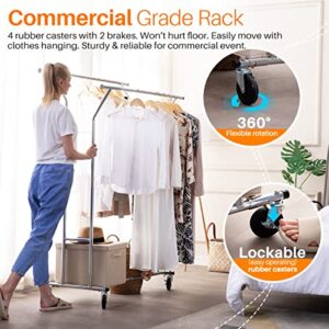 HOKEEPER 330 Lbs Double Clothing Garment Racks Commercial Rolling Clothes Rack for Hanging Clothes Heavy Duty Portable Collapsible Chrome