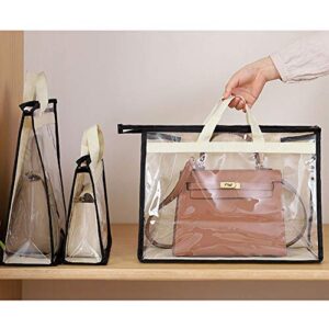 Gcroet Handbag Storage, Handbag Organizer Dust Cover Bag Transparent Anti-dust Purse Storage Bag for Hanging Closet with Zipper and Handle Space-Saving Storage Bag(5 Pack)