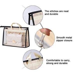 Gcroet Handbag Storage, Handbag Organizer Dust Cover Bag Transparent Anti-dust Purse Storage Bag for Hanging Closet with Zipper and Handle Space-Saving Storage Bag(5 Pack)