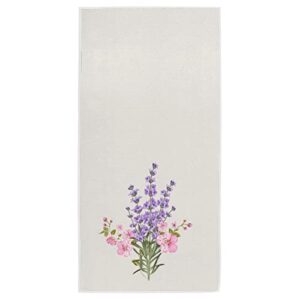naanle lavender flowers bouquet soft absorbent hand towel decor for bathroom, guest, hotel, kitchen, gym and spa(16" x 30")