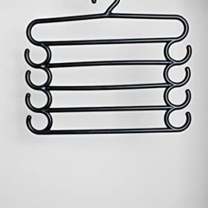 GERACEL SPACE SAVING SAVER HANGER TROUSER PANT HANGER JEANS SCARF LEGGINGS HOLDER 5 LAYER BAR MULTILAYERS ORGANIZATIONAL NONSLIP RACK HANGERS WARDROBE STORAGE CLOTHING ORGANIZER TIE HANGER (BLACK, 12)