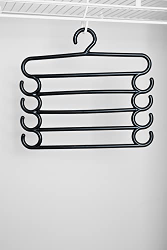 GERACEL SPACE SAVING SAVER HANGER TROUSER PANT HANGER JEANS SCARF LEGGINGS HOLDER 5 LAYER BAR MULTILAYERS ORGANIZATIONAL NONSLIP RACK HANGERS WARDROBE STORAGE CLOTHING ORGANIZER TIE HANGER (BLACK, 12)