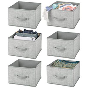 mdesign fabric bin for cube organizer - foldable cloth storage cube - collapsible closet storage organizer - folding storage bin for clothes and more - lido collection - 6 pack - gray