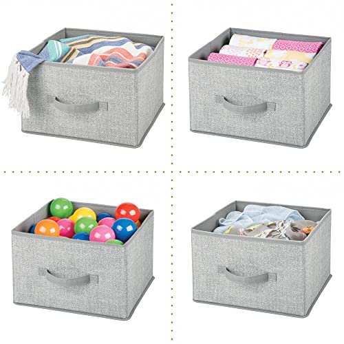 mDesign Fabric Bin for Cube Organizer - Foldable Cloth Storage Cube - Collapsible Closet Storage Organizer - Folding Storage Bin for Clothes and More - Lido Collection - 6 Pack - Gray