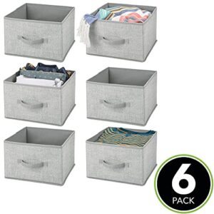 mDesign Fabric Bin for Cube Organizer - Foldable Cloth Storage Cube - Collapsible Closet Storage Organizer - Folding Storage Bin for Clothes and More - Lido Collection - 6 Pack - Gray