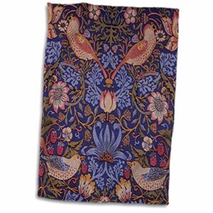 3d rose image of william morris strawberry thief with birds hand towel, 15" x 22"