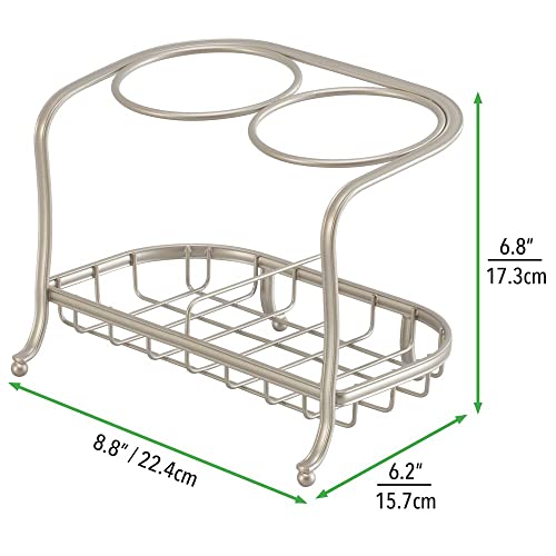 mDesign Steel Bathroom Countertop Hair Tool Storage Organizer Accessory Basket Tray, Vanity Table Holder for Hair Dryer, Flat and Curling Irons, Styling Products, Hyde Collection, Matte Satin