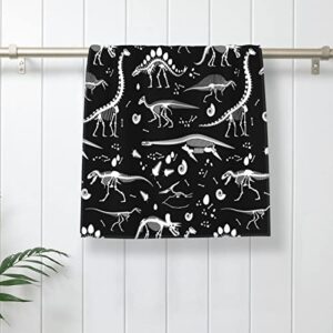 golosila soft absorbent hand towel dinosaur black and white bathroom decorations multipurpose fingertip towels for guests, hand, face, gym and spa, yoga all season-27.5 x 16 inches